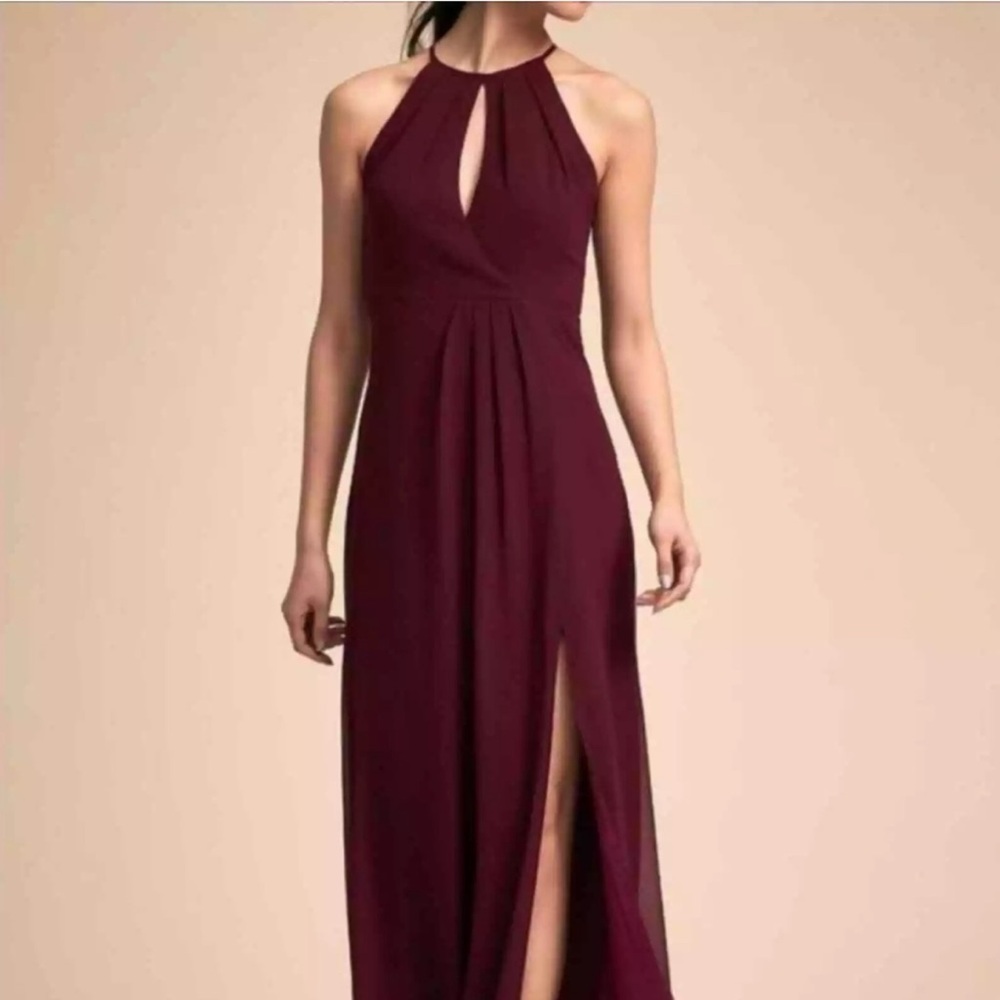 BHLDN Anthropologie Marco Keyhole Halter Maxi Dress Gown Wine Burgundy XL - Picture 2 of 15